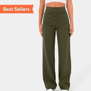 HALARA High-Waist Wide-Leg Pants in Olive size M